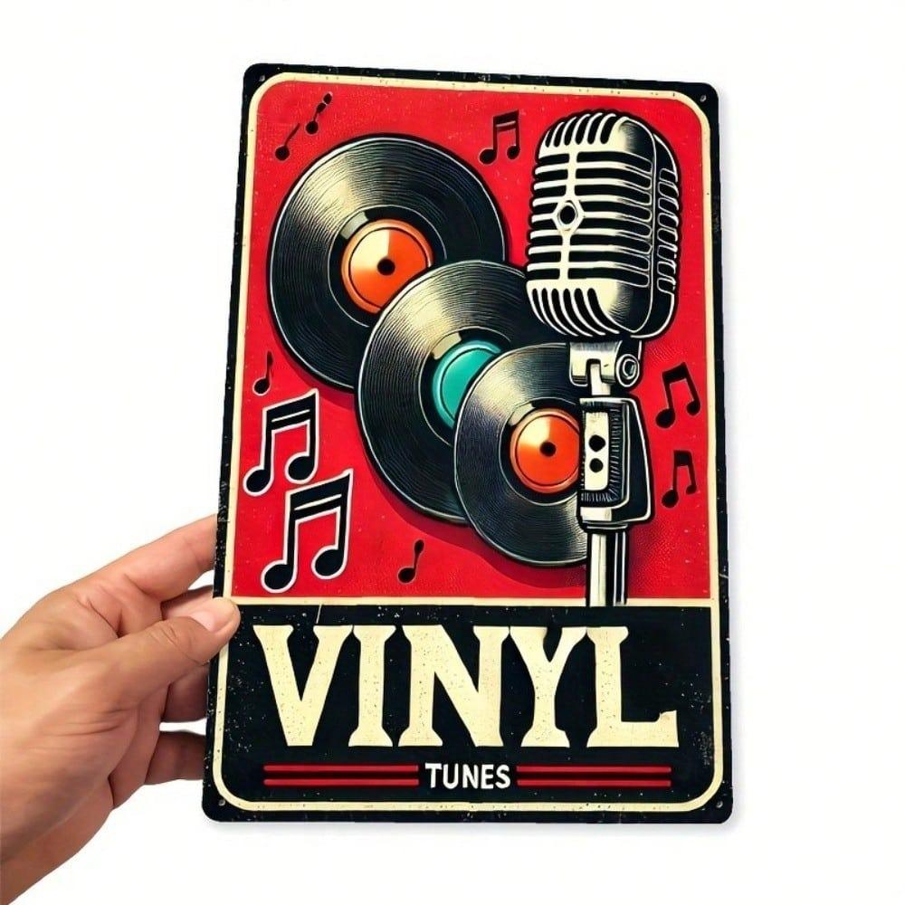 Vintage Microphone Tin Sign Music Retro Wall Decor Rustic Bar Metal Art Gift