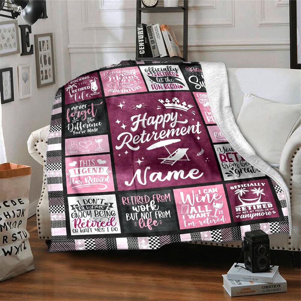 Retirement Celebration Name Blanket Comfortable Soft Lightweight Allseason Multipurpose Blanket For Picnics Couches Offices Beds Living Rooms Perfect