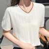 NaVaVa Women SofT V Neck Color Block ShorT sleeVe KniT T Nk2924