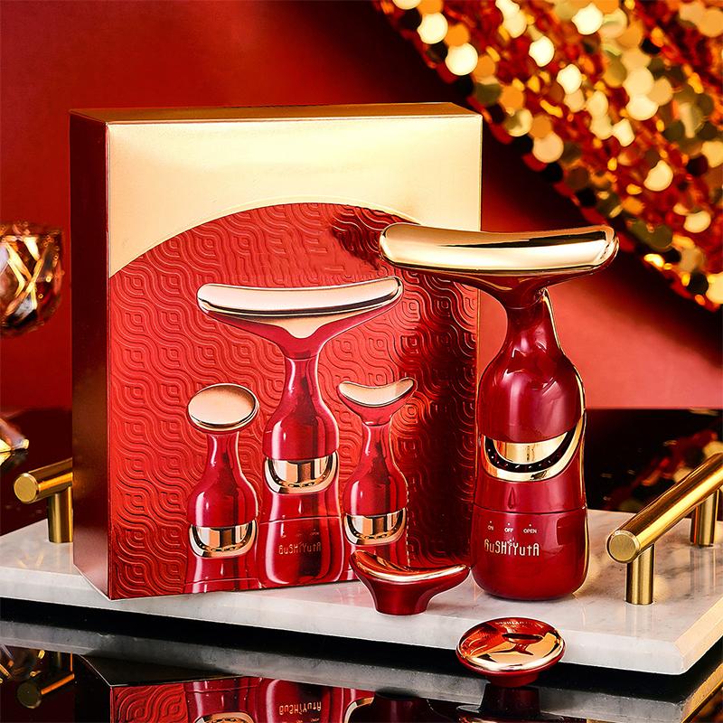 

Палочка для похудения и подтяжки лица, 3-в-1 массажер для красоты лица и шеи, массажер для ухода за кожей красный