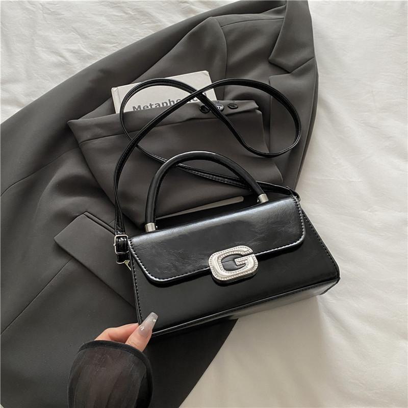 ins niche French texture bag women's 2025 summer new lock small square bag foreign style shoulder messenger bag
