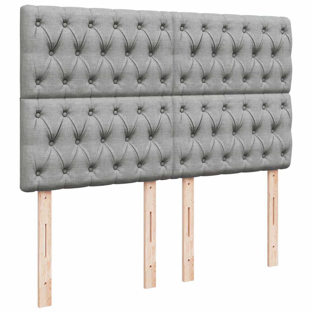 Box Spring Bed with Mattress Light Grey 140 X 190 Cm Fabric