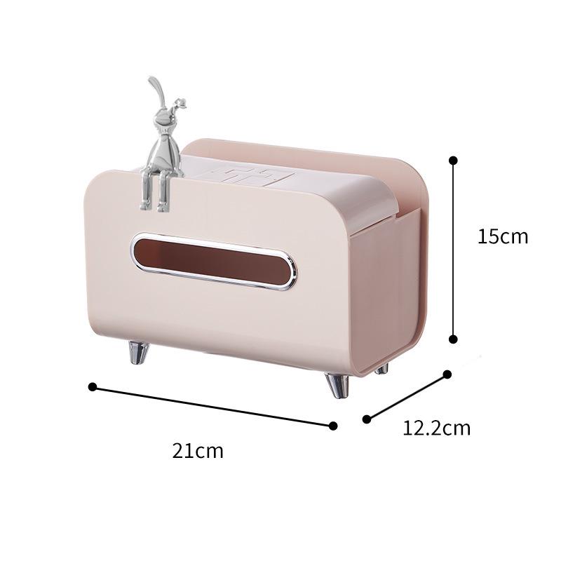 Cream Style Multifunctional Tissue Box with Remote Holder for Living Room