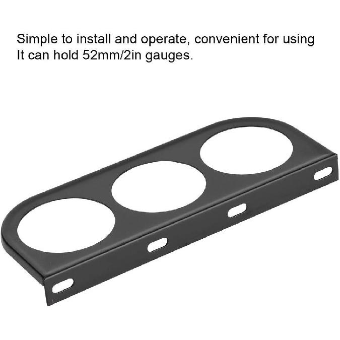 Gauge Holder 52mm/2in 3-Hole Triple Instrument Panel Shell Gauge Mounting Bracket Car Dashboard Meter Iron Holder Gauge Pod Gauge Mount(Black)