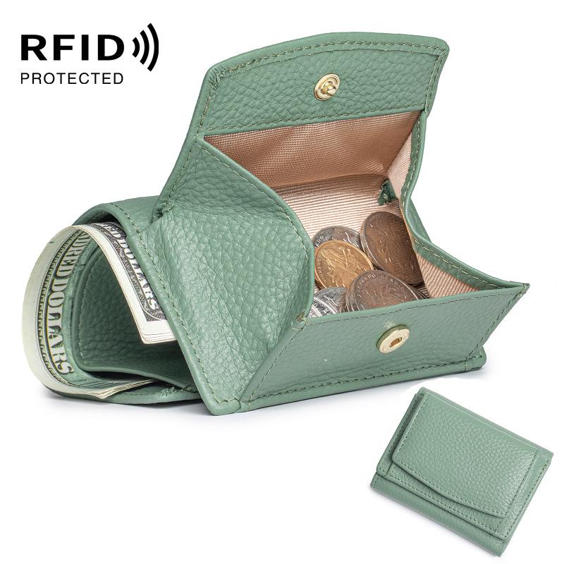 Damski portfel trójdzielny z prawdziwej skóry RFID w stylu japońskim i portmonetka na monety