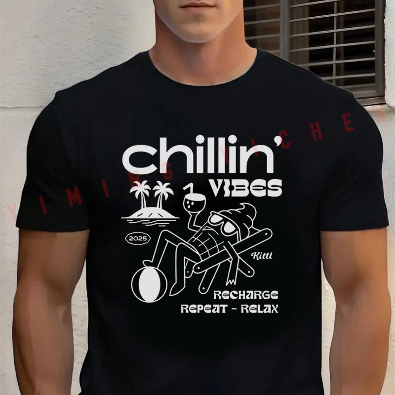 Funny Beach Chillin Vibes Graphic Motorcycle T-shirt