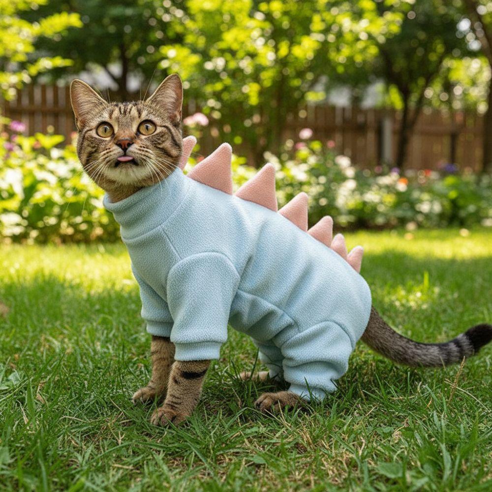 Dinosaur Shape Hairless Cat Thermal Clothing Warm Cat Vest Funny Cat T-shirt  Pets Clothing