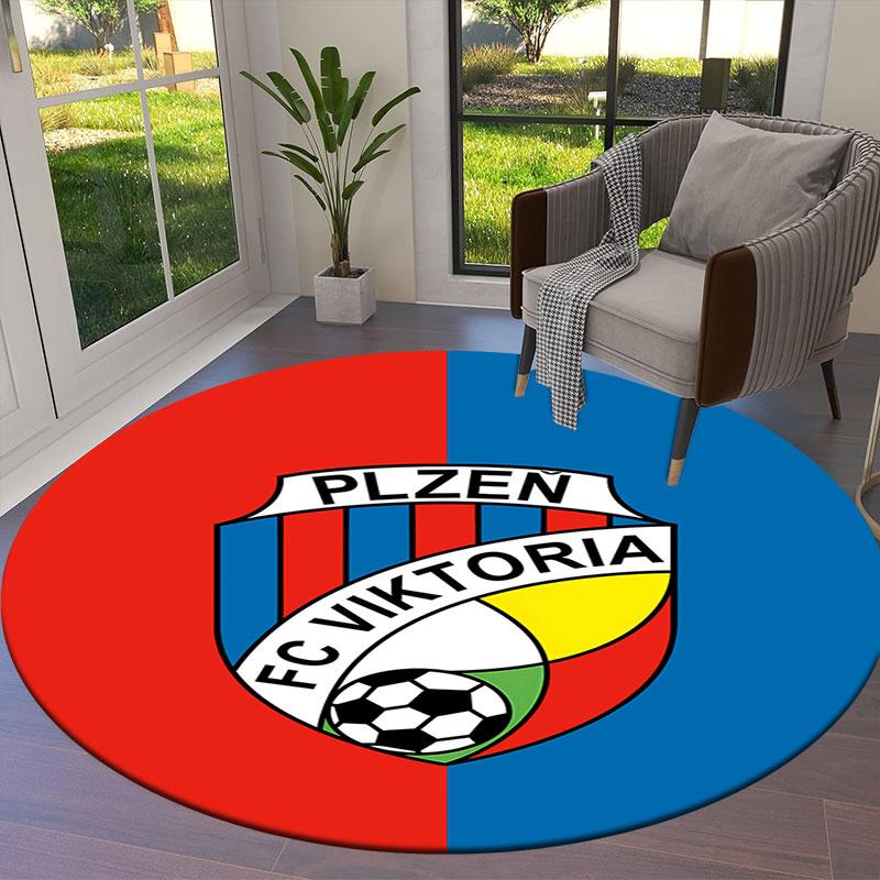 FC Viktoria Plzen Round Area Rug,Carpet Rug for Living Room Bedroom Sofa Playroom Decor,Non-slip Floor Mat
