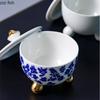 Blue and White Three-legged Ceramic Bowl with Cover Soup Bowl Dessert Bowls Serving Plate Dinner Plates Fruit Plate Salad Bowls