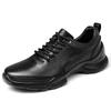 Men's 8CM Height Increase Casual Breathable Non-slip Leather Running Shoes, Thick Sole, Solid Color.