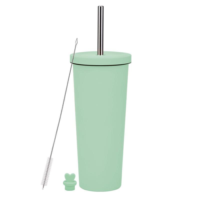 830ml Stainless Steel Insulated Tumbler With Wide Opening Straw Lid Bubble Tea Coffee Water Vacuum Thermos Cup Office