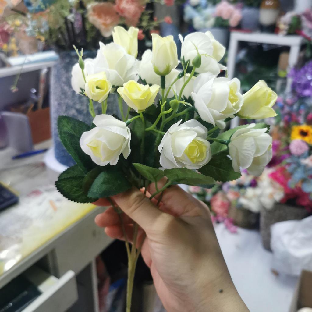 European & Korean Style Artificial Rose Bouquet - 15 Small Roses for Home Decor and Weddings
