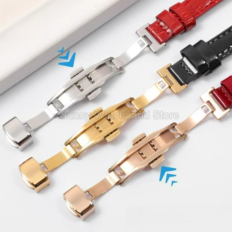 Concave Interface Design Women's Genuine Leather Watch Accessories 12mm for Tissot 1853 Flamingo T094210 Series Watch Strap
