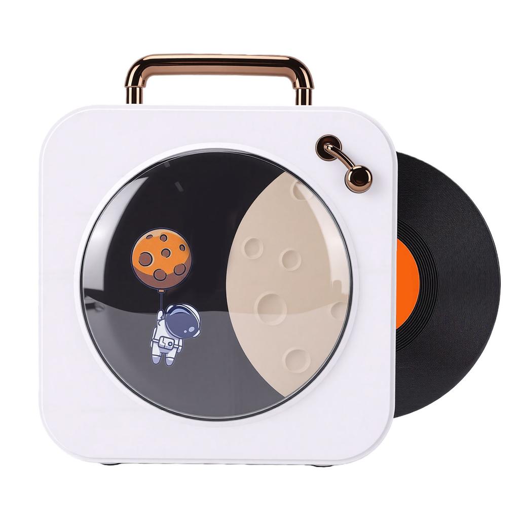 Retro Bluetooth Speaker with RGB Light Auto Rotating Record Stereo Vintage Wireless Speaker Supports Memory Card U Disk