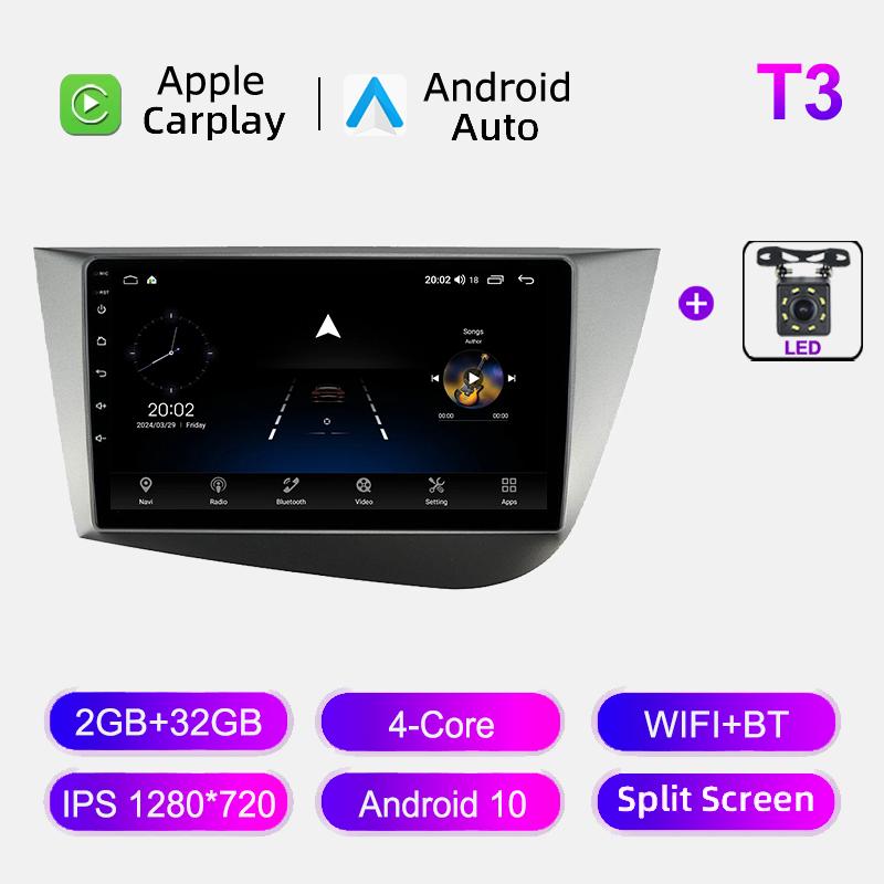 2din Car Radio For Seat Leon 2 2005 - 2012 Multimedia Player BT Carplay Android Auto GPS Navigation Stereo DSP Head Unit 8+128GB