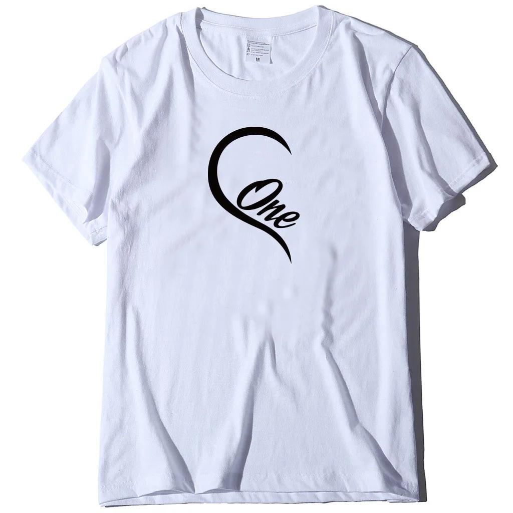 Splicing One Love Heart Print Couple T Shirt Short Sleeve O Neck Loose King Queen Tshirt Lovers Tee Shirt Tops Women Clothes