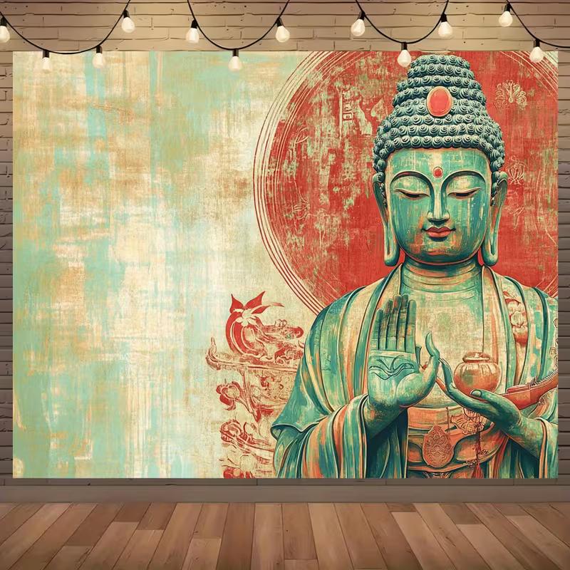 2D Zen Buddha Themed Backdrop for Studio Shoot & Party Decoration 47.2x31.5inch/120*80cm