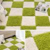 Thickened Plush Foam Interlocking Floor Mat Fluffy Puzzle Carpet Tiles Soft Anti Slip Shaggy Area Rug Playmat with Edgings