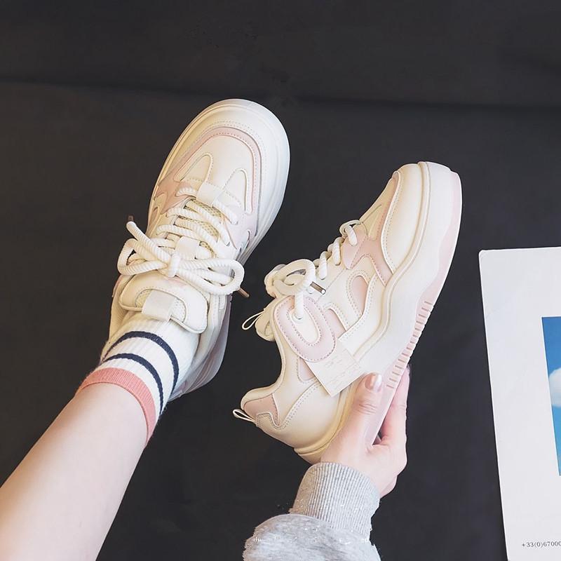 NEU Herbst Niedliche Weiße Sportschuhe Damen Freizeit Trainer Niedliche Plateau Mädchen Studenten Dick Atmungsaktives Mesh