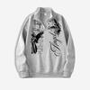 Hot Spring Item – Men's Gothic “Angel” Print Short-Zip Sweatshirt: A Stylish, Street-style Zip-up Hoodie Perfect for Casual Occasions