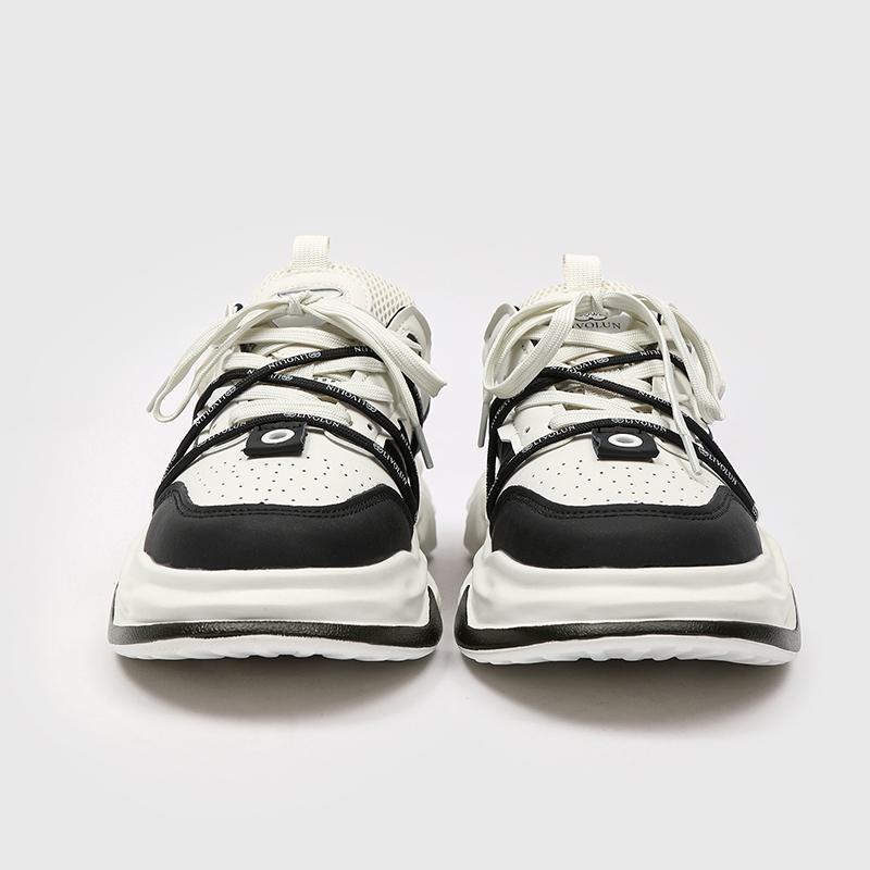 Leather Unisex Dads Sneakers Men INS Trend All-match Platform Sports Shoes Women High-quality Outdoor Commuting Walking Shoes