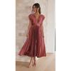 Women's Pleated Midi Dress Sleeveless V Neck Fit and Flare Elegant Party Dress