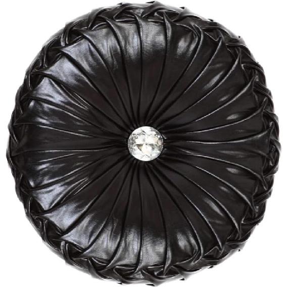 Tresshouse European Round Throw Pillows, Soft Spandex Fabric Pumpkin Pleated Handmade Metallic Accent Circle Insert Cushion Diamond To Enhance for