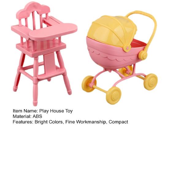 Mini Doll Stroller And High Chair Set for Dolls Realistic Baby Toy Stroller