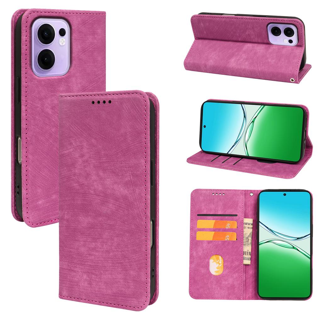 For Oppo Reno13 F 4G/5G Case Strong Magnetic Leather Wallet Phone Cover with Striped Texture