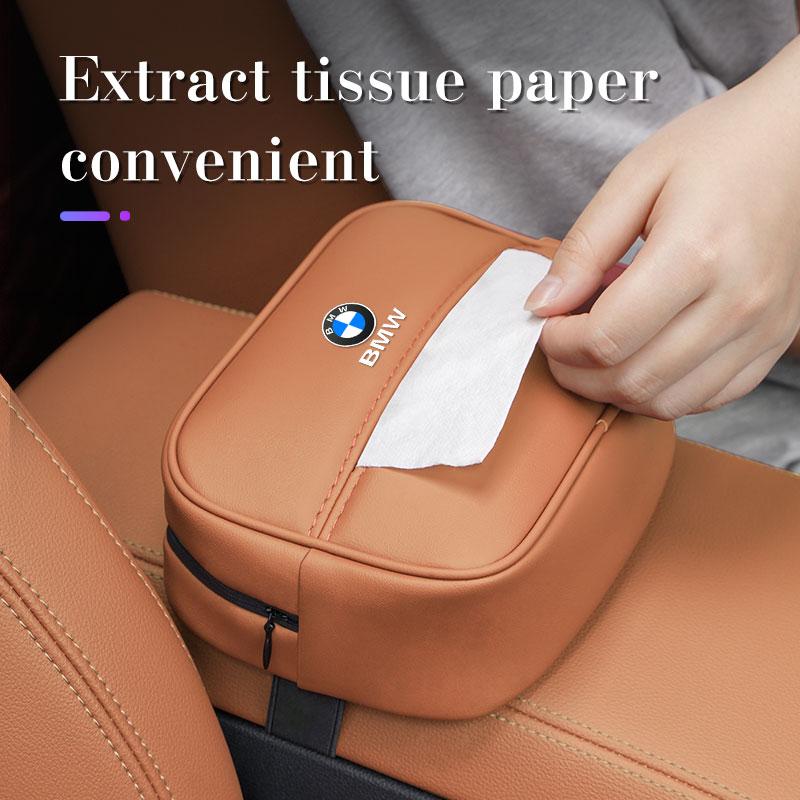 ORWI7 Jant Kapağı, BMW X1 X3 X5 X6 X7 F48 E70 E90 F15 G20 G30 G60 Z4 i7 1 3 5 6 7 Serisi İçin Deri Araba Mendil Çantası Kağıtlık Peçete Kutusu