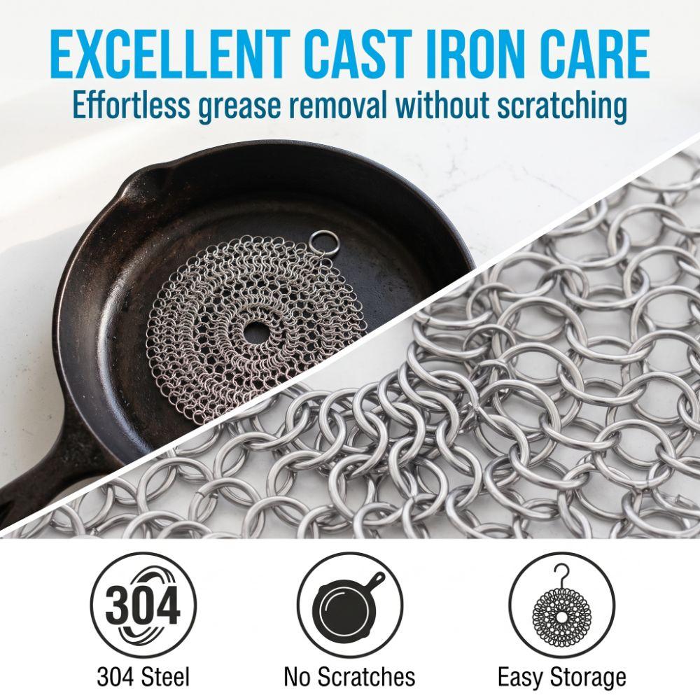 Stainless Steel Chainmail Scrubber Chainmail Link Design Cast Iron Scrubber Cast Iron Pots Pans