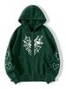 Spider Web Heart Print Fleece-Lined Zipper Hoodie for Men and Women - Autumn/Winter Collection.