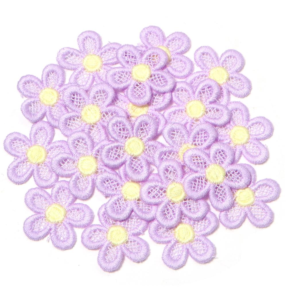20pcs/lot Double Color Flower Mesh Embroidery Patches Applique For Girls Clothing Dress Headwear Hair Clips Decor Accessories