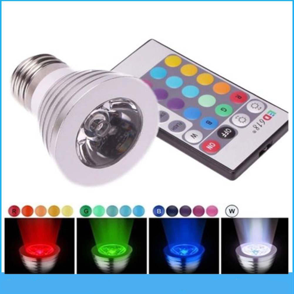 Lampe ampoule E27 RGB LED lumière 16 couleur changeante d’économie d’énergie + IR