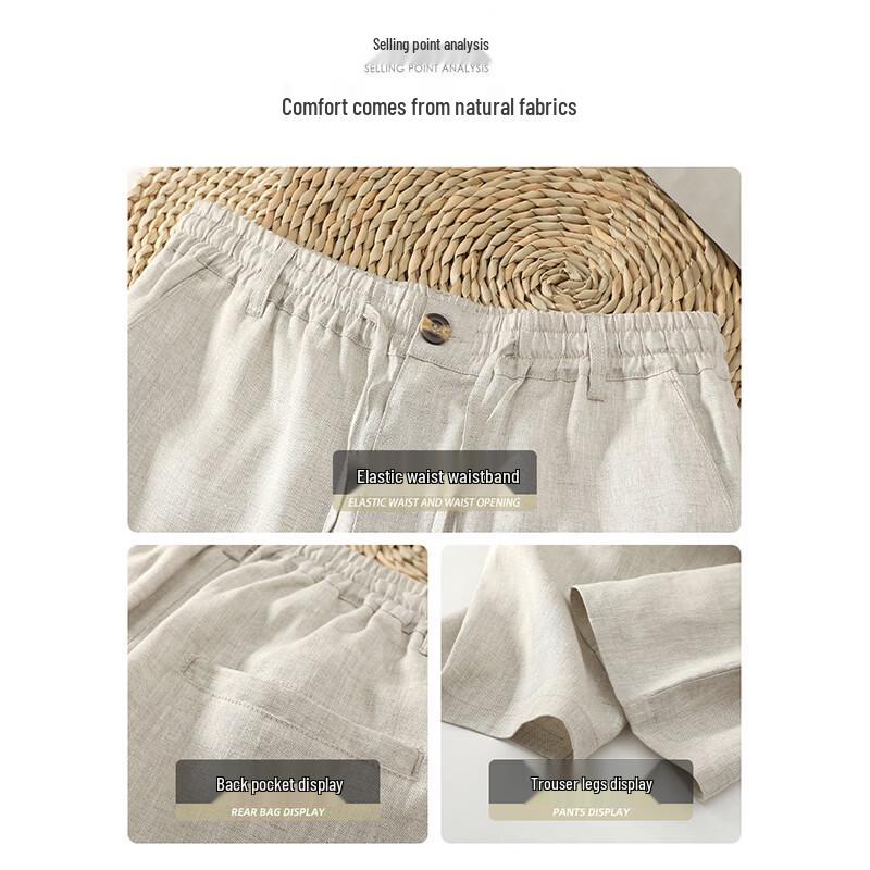 JEEP SPIRIT Herren Sommer Leichte Leinen Freizeithose