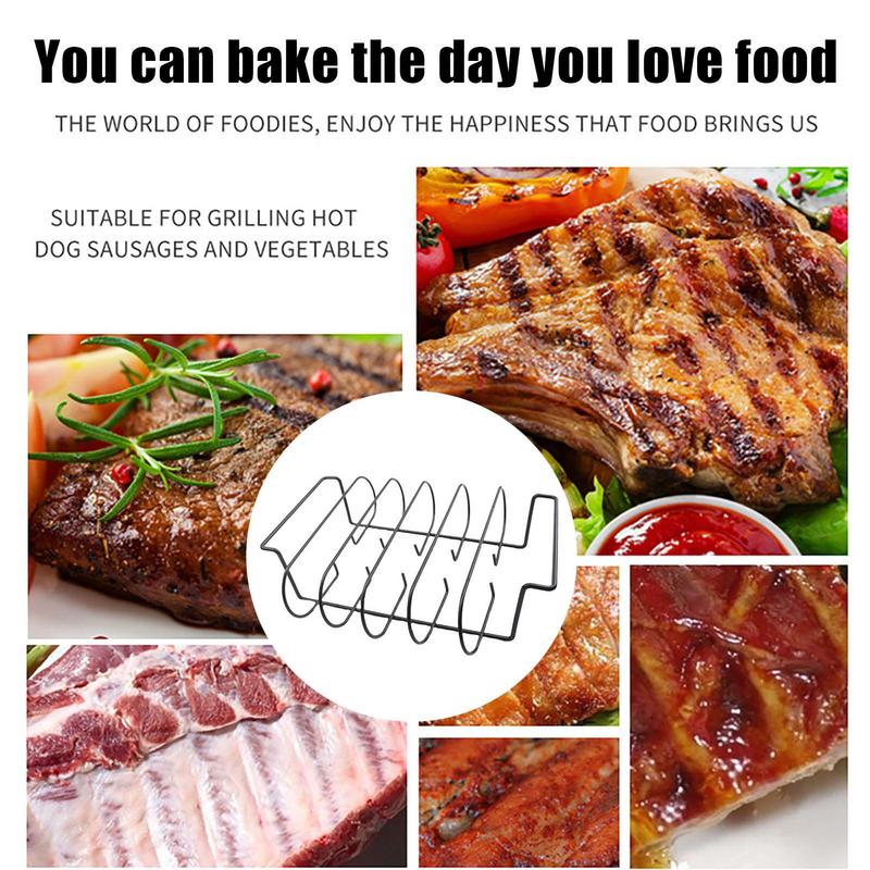 Grill Rib Holder Metal Nonstick Beef Rib Turkey Grilling Stand Barbeque Grill Accessories For Family Nights Camping Friend