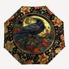 Moon RavenThemed Automatic Opening and Closing Umbrella 8 Ribs, Suitable for Leisure and Going Out, Outdoor Accessory, Gothic Style, Fashi