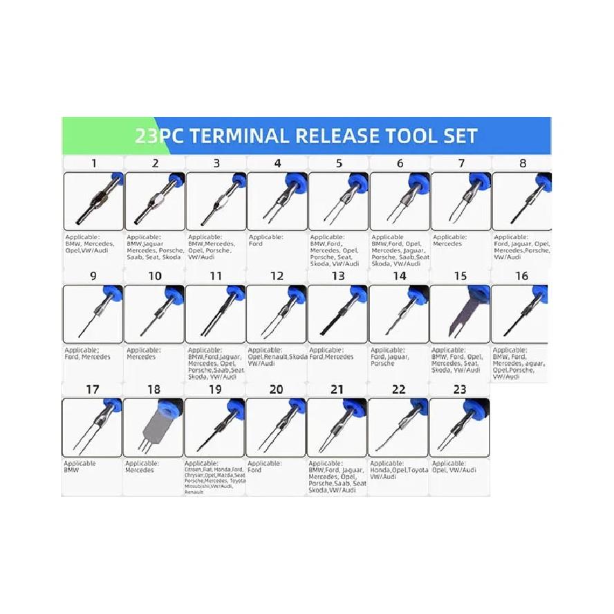 Universal Automotive Terminal Removal Tool Set,23-Pcs Kit Release Car Wire Harness Electrical Connector Pin Extractor