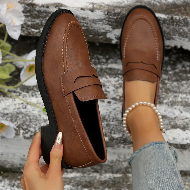 Women's Slip-On Loafer Flats, Thick Sole Retro Slip-On Moccasins, Plus Size Casual Spring Fall Shoes