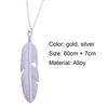 Necklace Delicate Feather Design Alloy Long Jewelry Pendant Necklaces for Daily Life