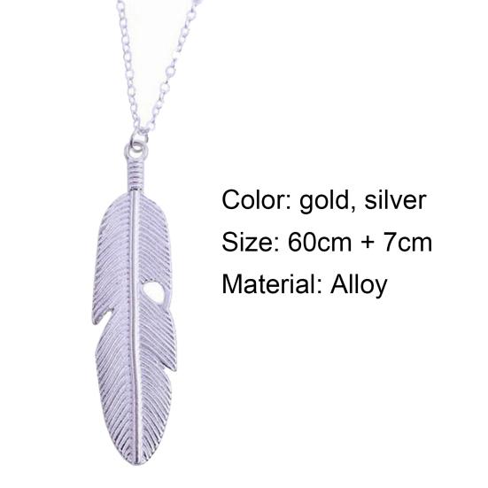 Necklace Delicate Feather Design Alloy Long Jewelry Pendant Necklaces for Daily Life