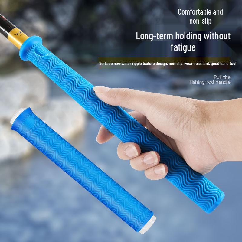 Thickened Soft Silicone Anti-Slip Rod Handle Cover with Grip and Stopper for Fishing Rods