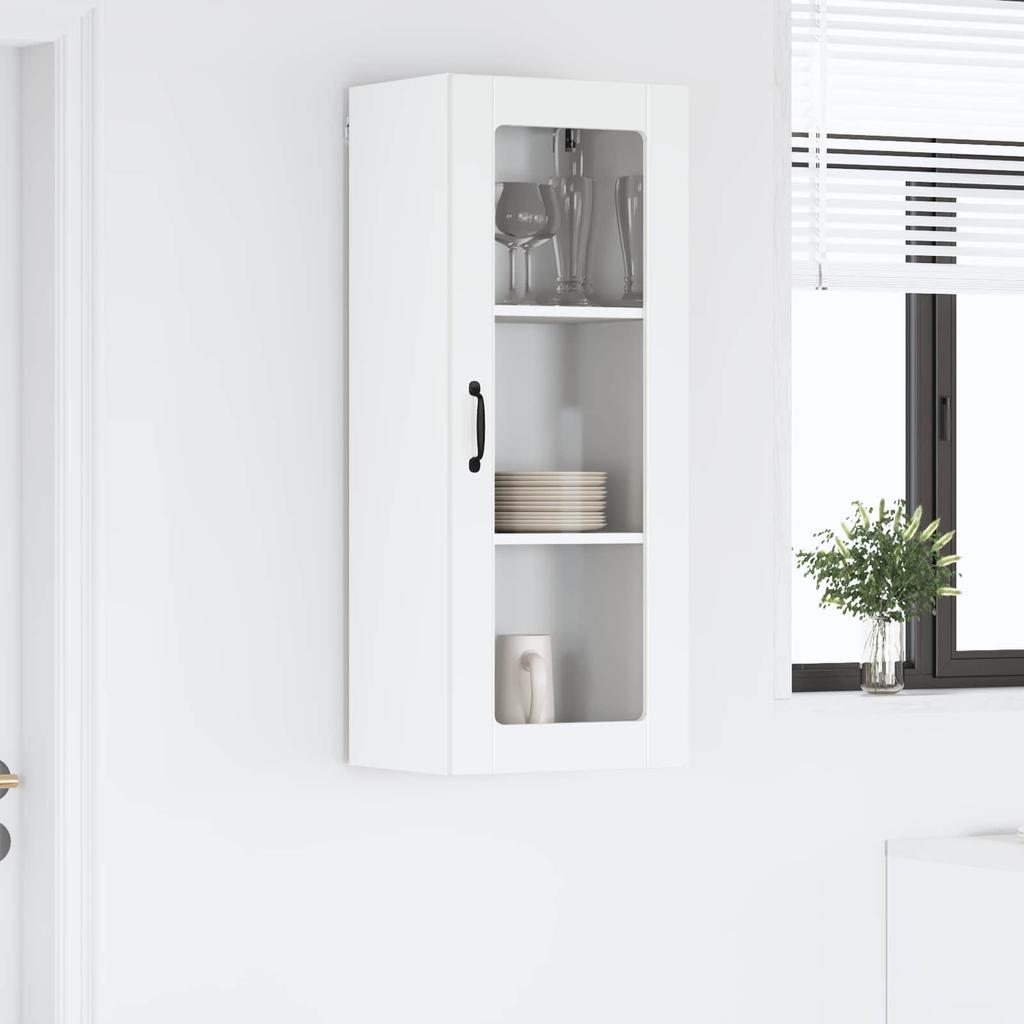 Wall Mounted Glass Cabinet LUCCA High Gloss White 40 x 31 x 100 cm
