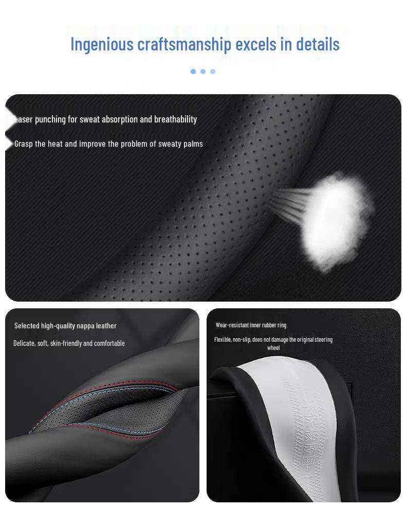 Toyota Highlander Nappa Leather Steering Wheel Cover: Breathable, Anti-Slip, Ultra-Thin for 2009-2026 Models.