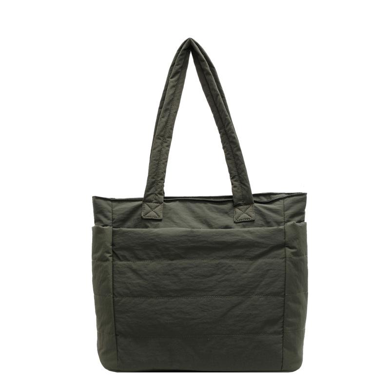 

New simple solid color shoulder bag women s light leisure large-capacity tote bag college students class commuting handbag one size fits all зелений