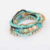 Women Silver Multi-layer Elastic Bangle Beaded Bracelet Boho