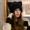 Cartoon sweet cute cat ears knitted hat women's autumn and winter warm ear protection love pullover hat