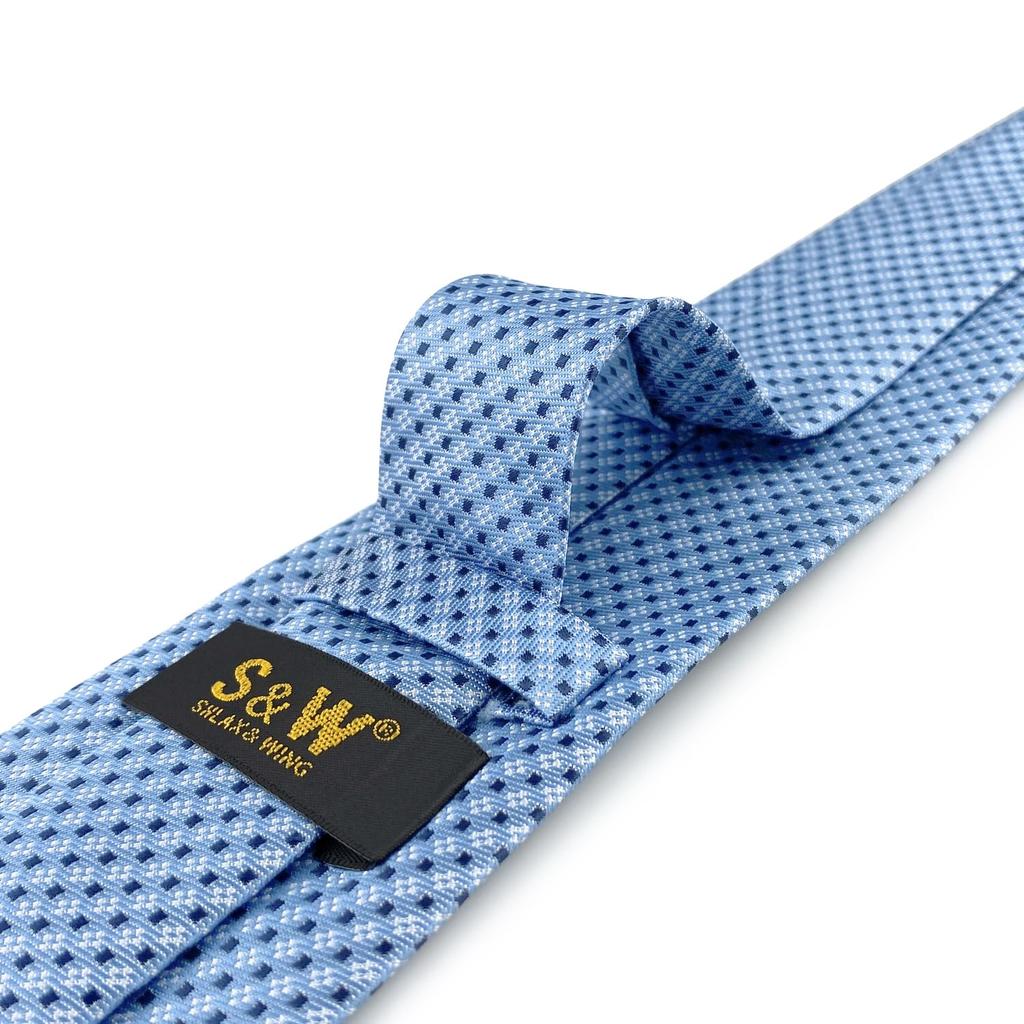 SHLAX&WING Men's Blue Dot Business Silk Long Necktie, 160cm