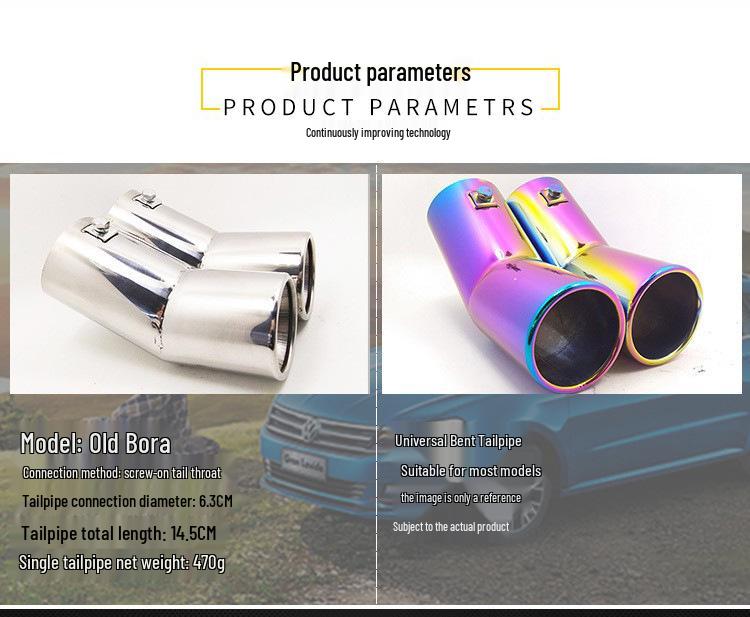 Bora Golf 4 Colorful Stainless Steel Dual Outlet Exhaust Muffler Tailpipe
