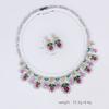 Women's Light Luxury Niche Design Floral Zircon Necklace Earring Set Fashionable And Versatile Pendant Set Daily Accessories